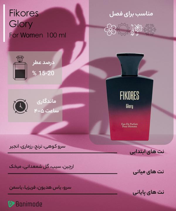 ادوپرفیوم زنانه فیکورس Fikores مدل Glory حجم 100 میلی‌لیتر