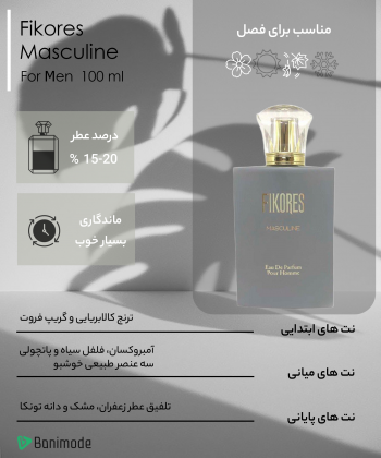 ادوپرفیوم مردانه فیکورس Fikores مدل MASCULINE حجم 100 میلی لیتر