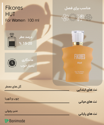 ادوپرفیوم زنانه فیکورس Fikores مدل HUT حجم 100 میلی لیتر