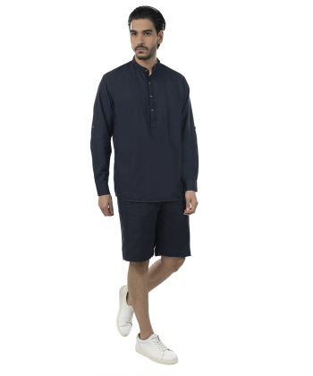 ست پیراهن و شلوارک لینن مردانه بالون مدل 55103