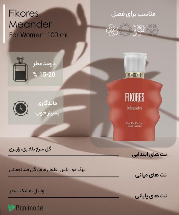 ادوپرفیوم زنانه فیکورس Fikores مدل MEANDER حجم 100 میلی‌لیتر