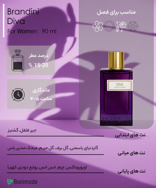اکستریت پرفیوم زنانه برندینی Brandini مدل Diva حجم 90 میلی لیتر