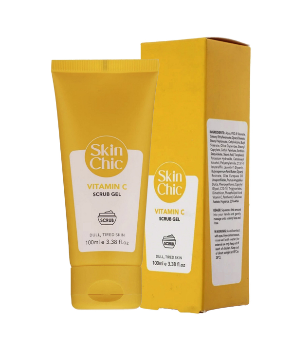 ژل اسکراب بدن اسکین شیک Skin Chic حاوی ویتامین سی حجم 100 میلی لیتر