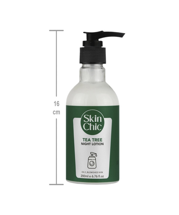 لوسیون شب مناسب پوست چرب و آکنه دار اسکین شیک Skin Chic حاوی عصاره چای سبز حجم 200 میلی لیتر