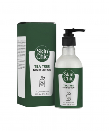 لوسیون شب مناسب پوست چرب و آکنه دار اسکین شیک Skin Chic حاوی عصاره چای سبز حجم 200 میلی لیتر