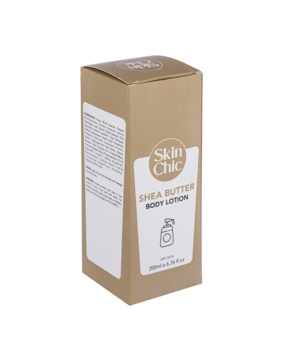 لوسیون آبرسان بدن مناسب پوست های خشک اسکین شیک Skin Chic حاوی عصاره شی باتر حجم 200 میلی لیتر