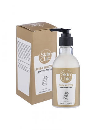 لوسیون آبرسان بدن مناسب پوست های خشک اسکین شیک Skin Chic حاوی عصاره شی باتر حجم 200 میلی لیتر