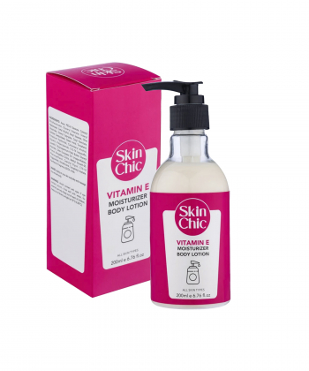 لوسیون مرطوب کننده بدن مناسب انواع پوست اسکین شیک Skin Chic حاوی ویتامین ای حجم 200 میلی لیتر