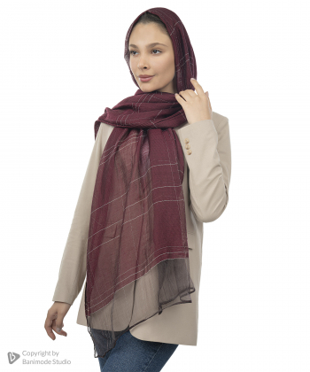 شال ابریشم لمه دار زنانه نوولاشال Novella Shawl کد 55230