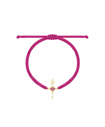 دستبند بافت سرخابی بالرین با میناکاری صورتی تیره درریس Doris کد P6047