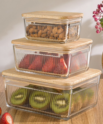 ست شیشه ای درب چوبی لیمون Limon کد 211159