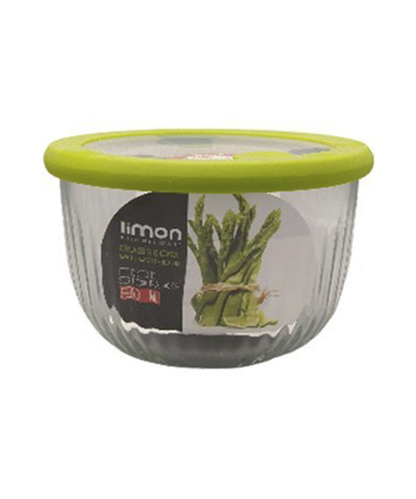 کاسه گرد شیشه ای درب‌دار لیمون Limon کد 222003