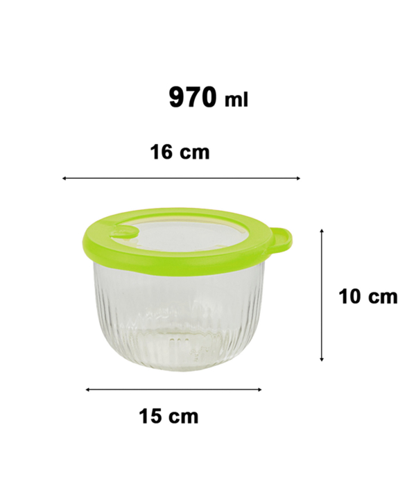 کاسه گرد شیشه ای درب‌دار لیمون Limon کد 222003