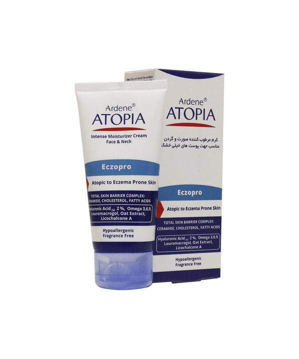 کرم مرطوب کننده صورت و گردن مخصوص پوست‌های خشک آردن اتوپیا Ardene Atopia حجم 50 میلی‌لیتر