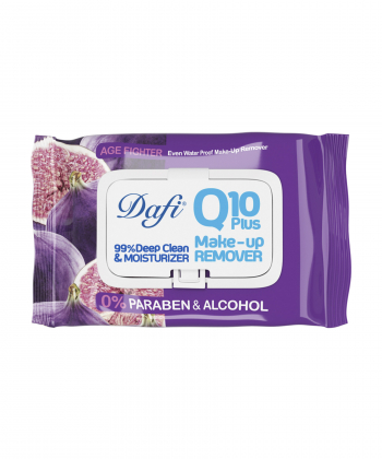 دستمال مرطوب پاک کننده آرایش حاوی Q10 دافی Dafi طرح میوه بسته 50 عددی
