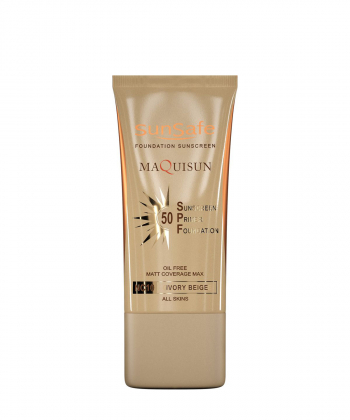 کرم ضد آفتاب کرم پودری فاقد چربی و مات کننده SPF50 سان سیف Sun Safe حجم 40 میلی لیتر