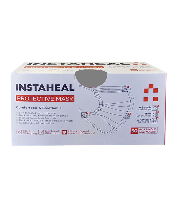 ماسک تنفسی اینستاهیل Instaheal طوسی بسته 50 عددی