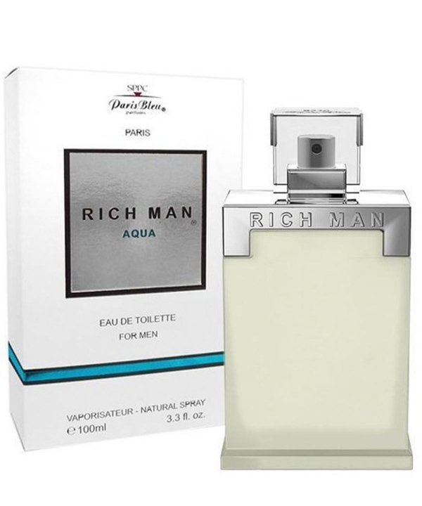 ادوتویلت مردانه پاریس بلو Paris Bleu مدل Rich man Aqua حجم 100 میلی‌لیتر