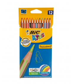 مداد رنگی دوازده رنگ بیک Bic مدل 2 Kids Tropi Colors