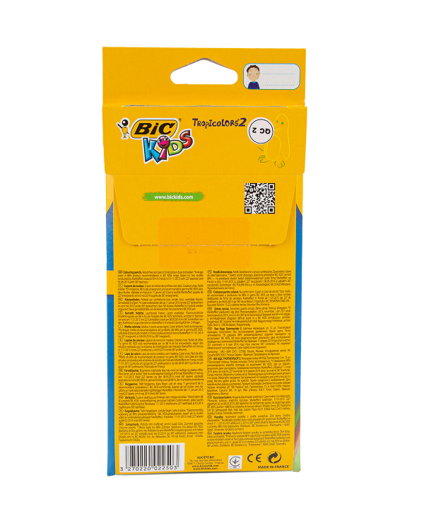 مداد رنگی دوازده رنگ بیک Bic مدل 2 Kids Tropi Colors