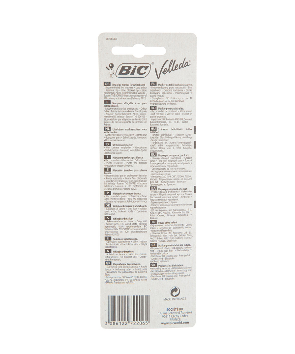 ماژیک وایت برد قلمی بیک Bic مدل Velleda 1721 بسته دو عددی