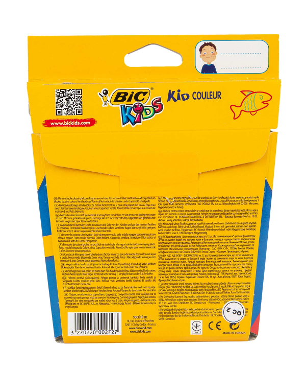 ماژیک رنگ آمیزی دوازده رنگ بیک Bic مدل Kid Couleur Baby