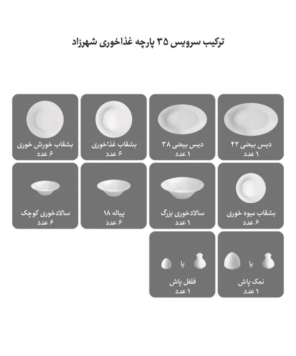 سرویس 35 پارچه رومینا شهرزاد چینی زرین Chini zarin کد 0860