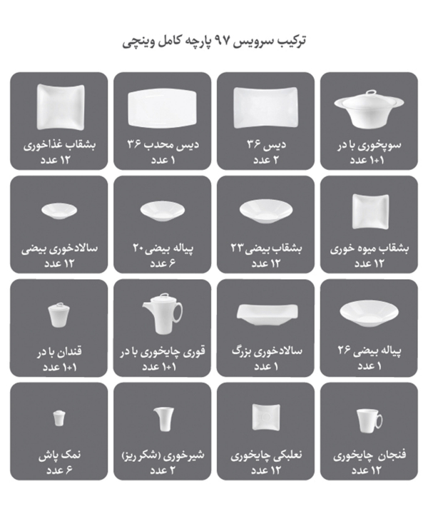 سرویس وینچی سورن درجه عالی چینی زرین Chini zarin کد 0106