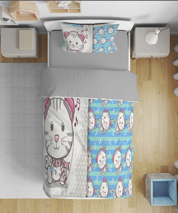 روتختی کودک یک نفره پنج تکه نوپه Nope طرح گربه کد T5808