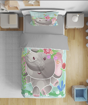 روتختی کودک یک نفره پنج تکه نوپه Nope طرح فیل کارتونی کد T5805