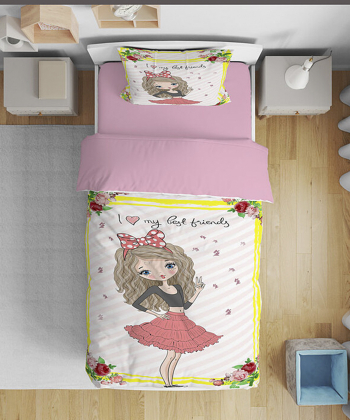 روتختی کودک یک نفره پنج تکه نوپه Nope طرح دختر مو فرفری کد T5803