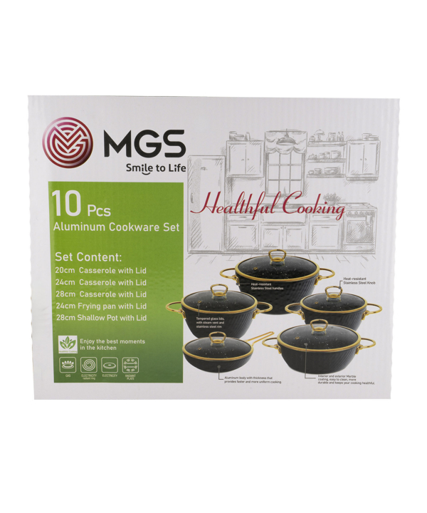 سرویس قابلمه فورج 10 پارچه یراق استیل ام جی اس MGS  طرح ماینزS