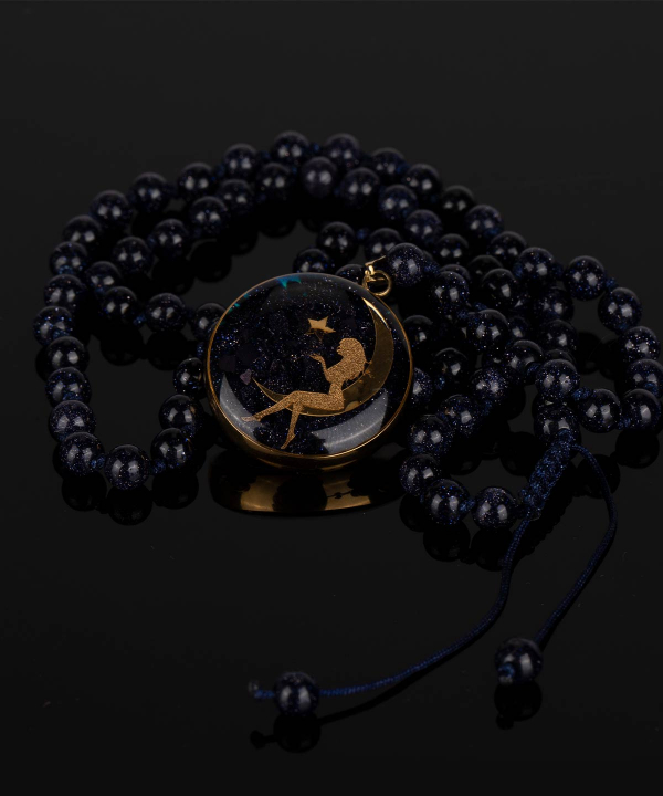 گردنبند زنانه سام نورزاده Noorzadeh Gold Art طرح دختر ماه کد 791