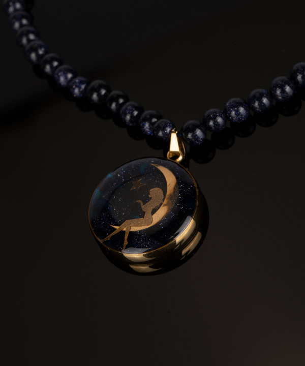 گردنبند زنانه سام نورزاده Noorzadeh Gold Art طرح دختر ماه کد 79