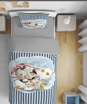 روتختی کودک یک نفره پنج تکه نوپه هوم nopehome طرح گاو کد T6008