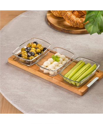 اردو خوری 3 عددی پایه چوبی بزرگ لیمون Limon کد 225259