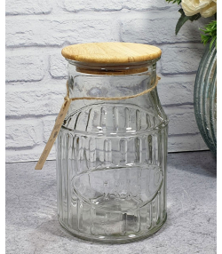 بانکه چوبی‎ درب‎ لیتر ‎1/2‎‎ ‎ شیشه ای لیمون Limon کد 226159