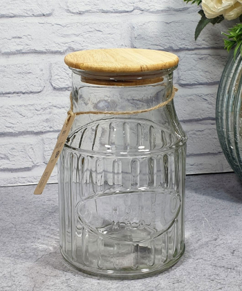 بانکه چوبی‎ درب‎ لیتر ‎1/2‎‎ ‎ شیشه ای لیمون Limon کد 226159