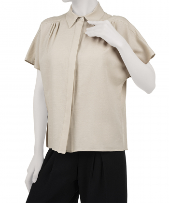 شومیز لینن آستین کوتاه زنانه سرژه مدل 207369