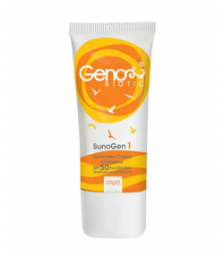 کرم ضدآفتاب بی رنگ فاقد چربی SPF50 ژنوبایوتیک Geno Biotic مدل Suno Gen1 حجم 50 میلی لیتر