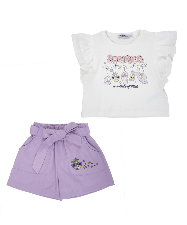ست تاپ و شلوارک نخی دخترانه ملورینا مدل 41115