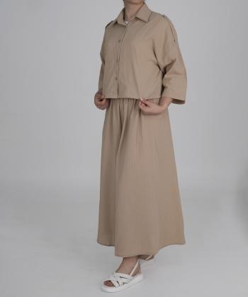 شومیز لینن آستین بلند زنانه بنیس مدل 4269