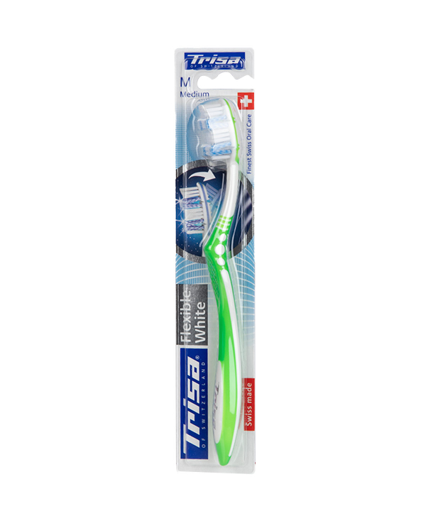 مسواک با برس متوسط تریزا Trisa مدل Flexible White