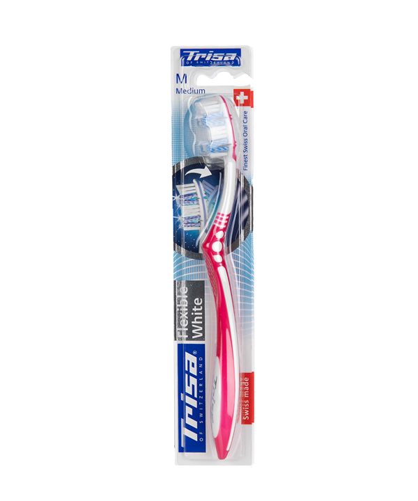 مسواک با برس متوسط تریزا Trisa مدل Flexible White