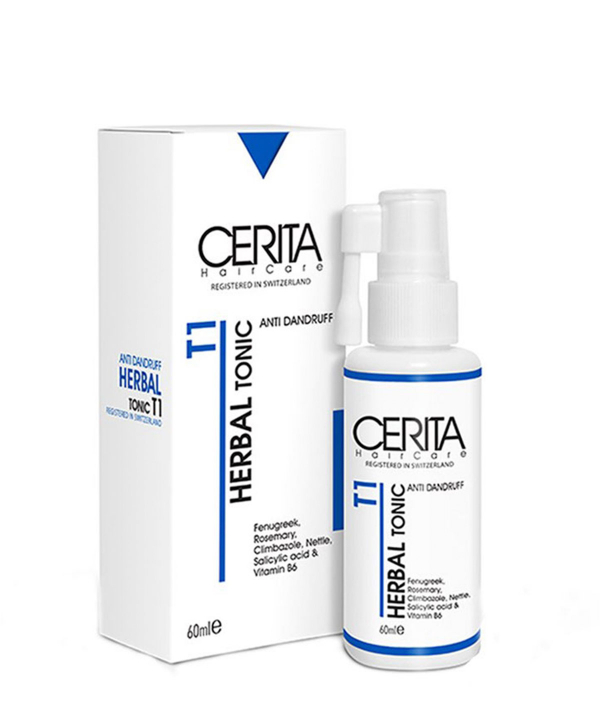 تونیک تقویت‌کننده و ضد شوره مو سریتا Cerita مدل Herbal Tonic T1 حجم 60 میلی‌لیتر