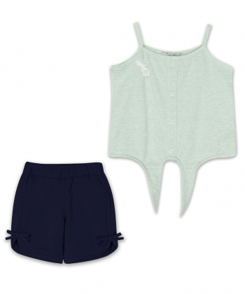 ست تاپ و شلوارک نوزادی دخترانه پیانو Piano