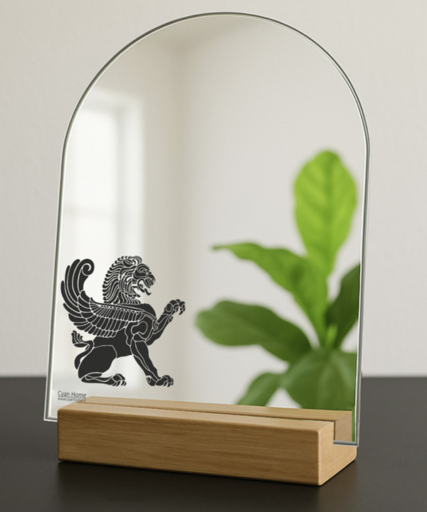 آینه رومیزی سایان هوم Cyan home طرح شیر بال دار هخامنشی