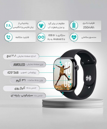 ساعت هوشمند هیوامی مدل Basil 750 Pro بند سیلیکونی