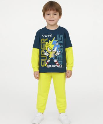 ست تیشرت و شلوار نخی پسرانه بانی نو طرح سوپر سونیک