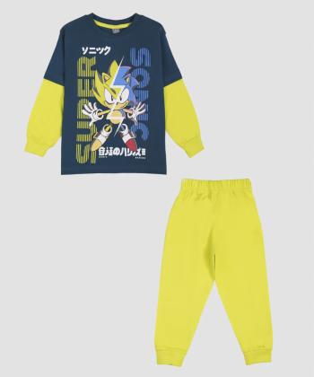 ست تیشرت و شلوار نخی پسرانه بانی نو طرح سوپر سونیک